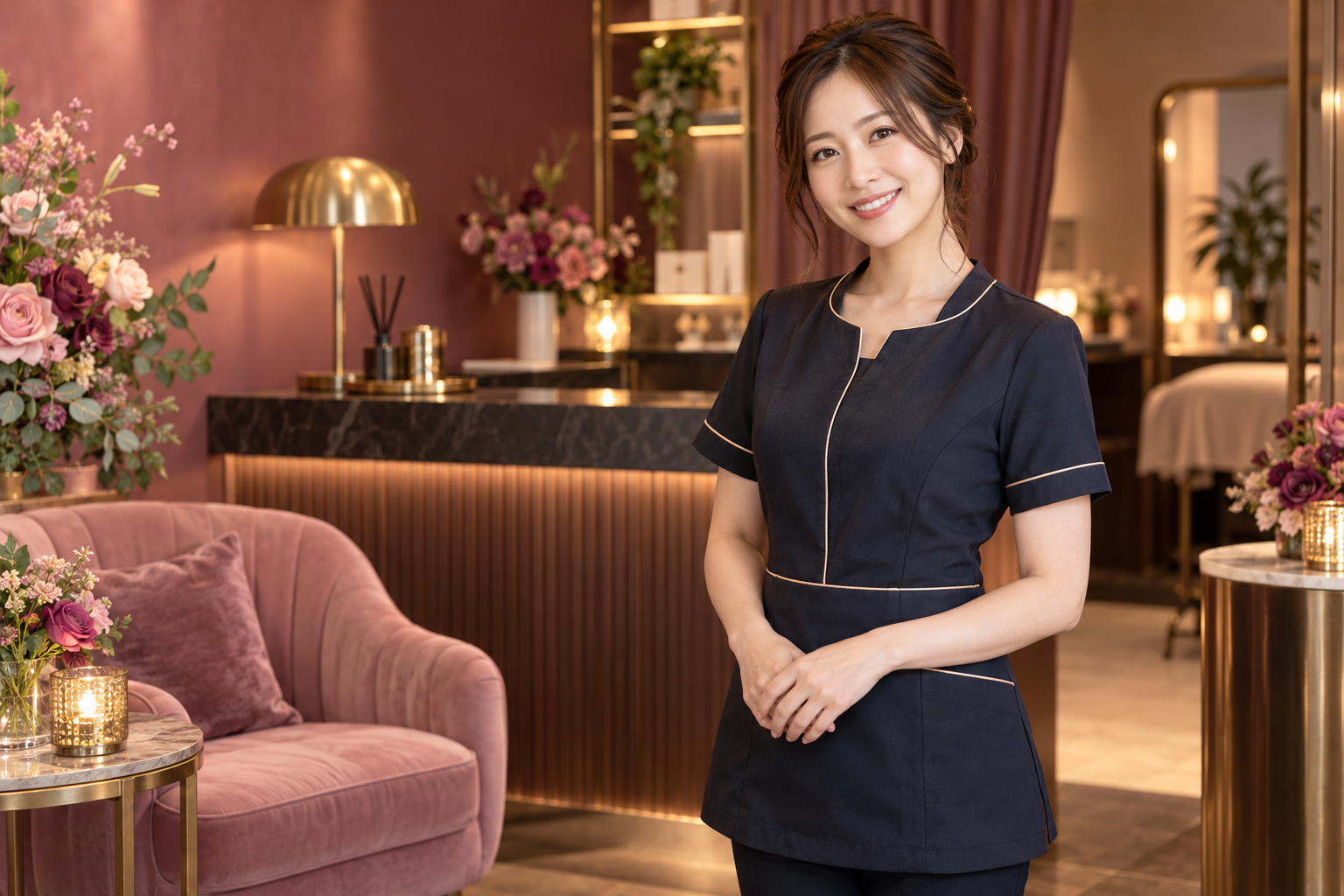 華やかなサロンで働く女性を表現したイメージ
